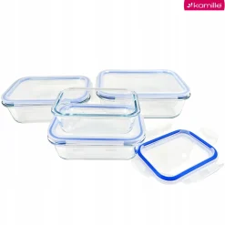Zestaw 4 x lunchbox szklane pojemniki na żywność żaroodporne Kamille